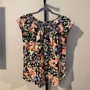 LC Lauren Conrad Black Floral Blouse